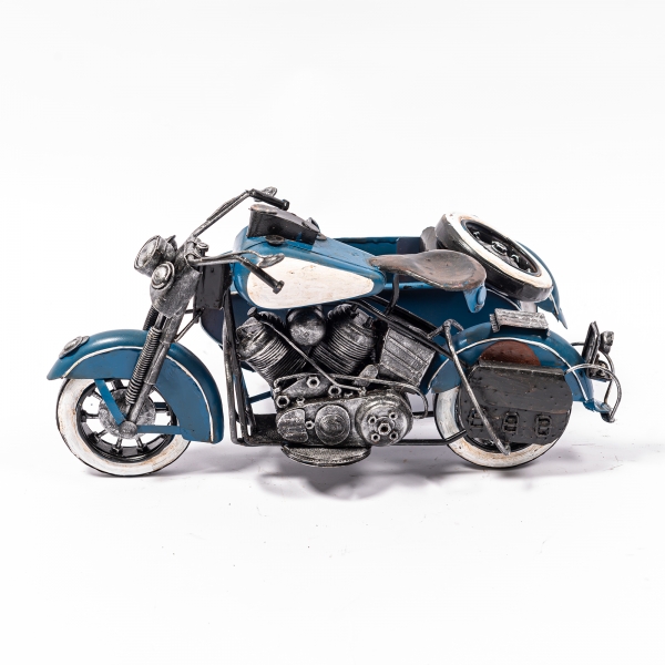 Vintage Blue Motorcycle with sidecar