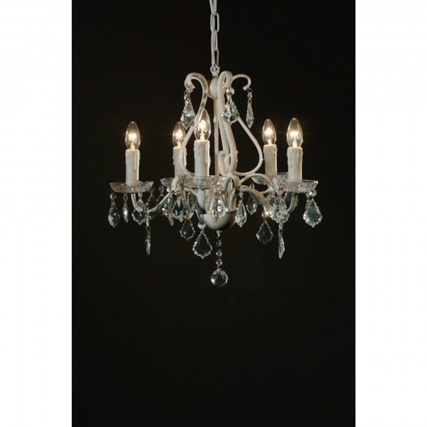 Vintage 5 Light Chandelier - White and Clear