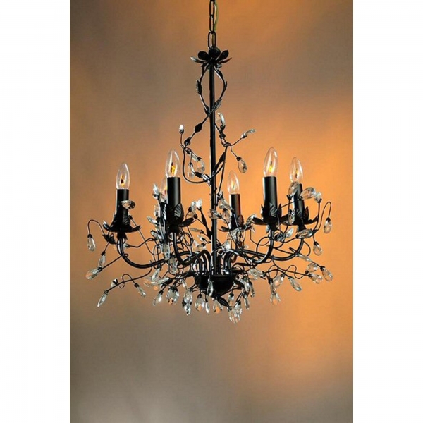 Black Leaf Chandelier - 6 Arm