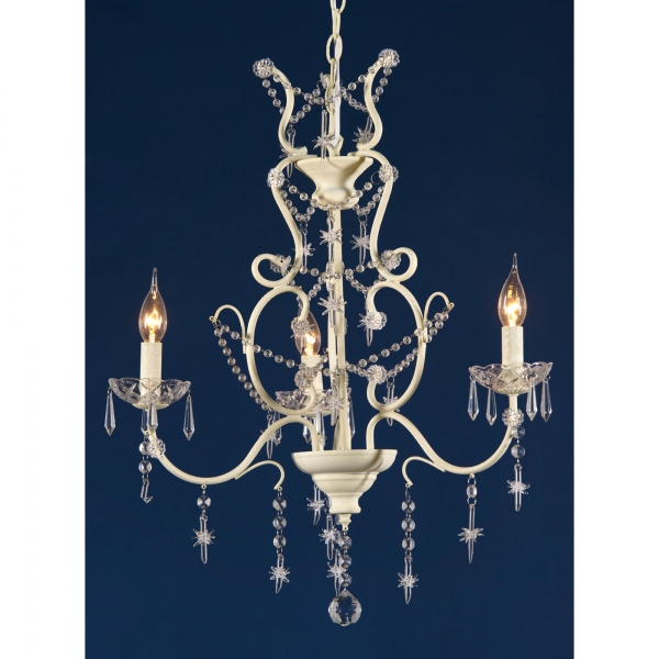 Star-Shaped Drops 3 Light Chandelier - Cream