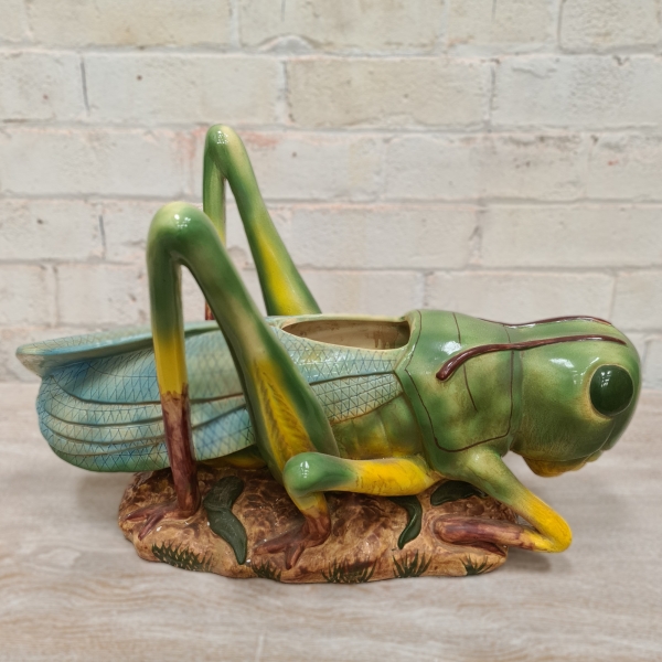 Large Majolica Style Grass Hopper 