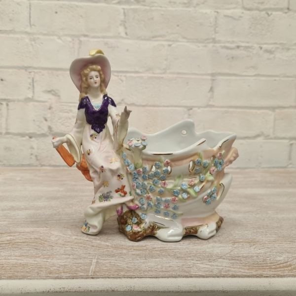 China Porcelain Lady with Decorative Planter