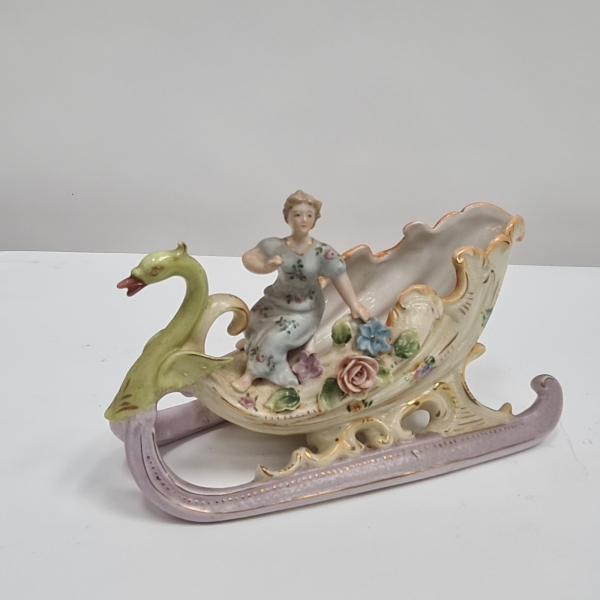  Porcelain Lady with Swan Sledge