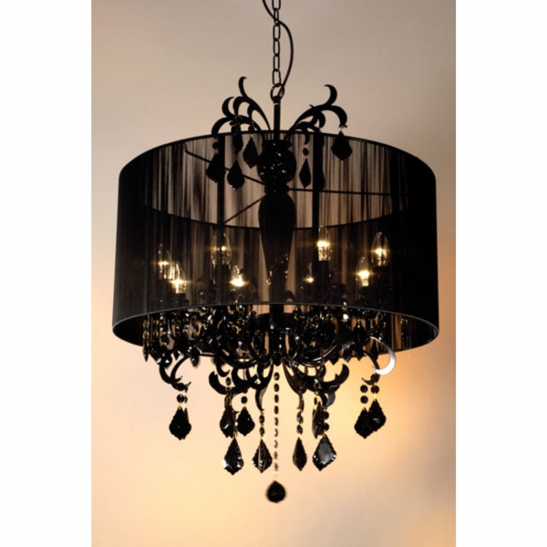 Vintage 8 Light Chandelier Ceiling Light - Black