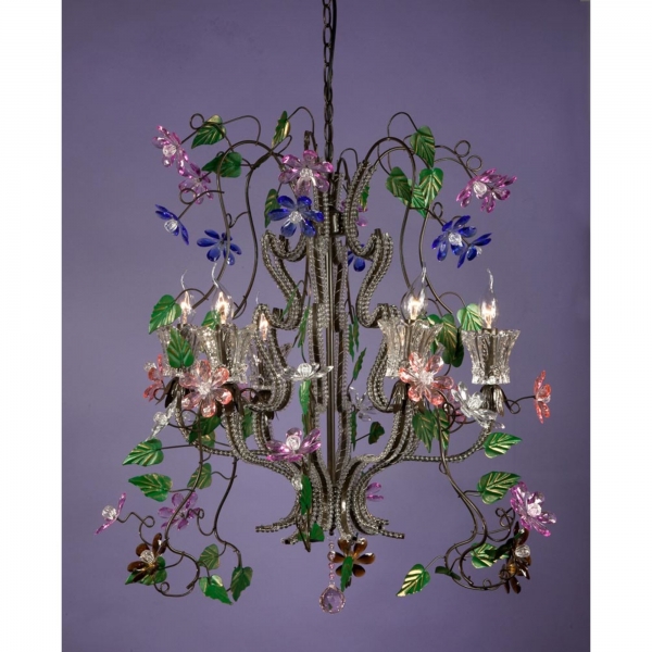 Multicolour Flower Chandelier - 6 Arm