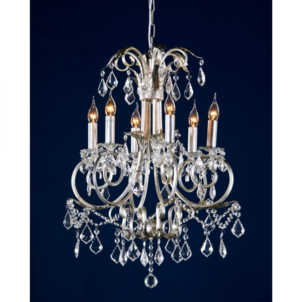 Elegant Swirl 6 Light Chandelier - Silver and Clear