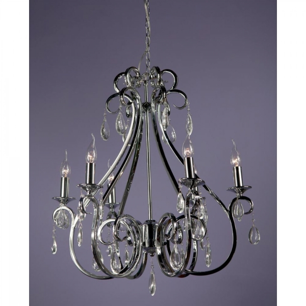 Swirl 6 Light Chandelier - Chrome and Clear