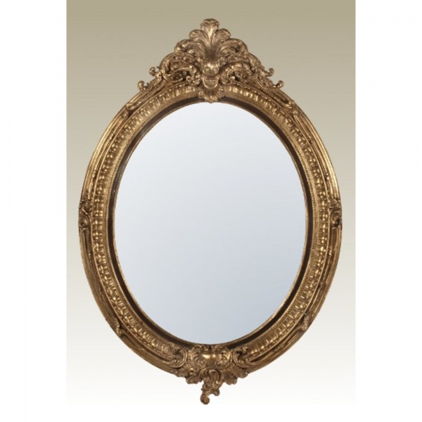 Gold Gilt Leaf Oval Bevelled Mirror 