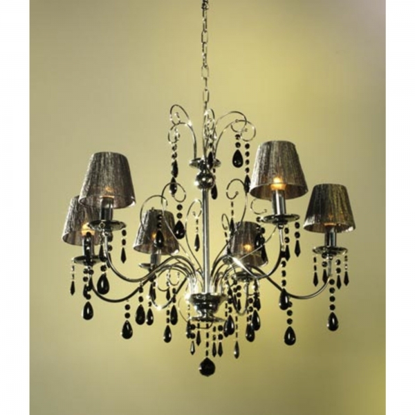 6 Light Chandelier - Chrome and Black