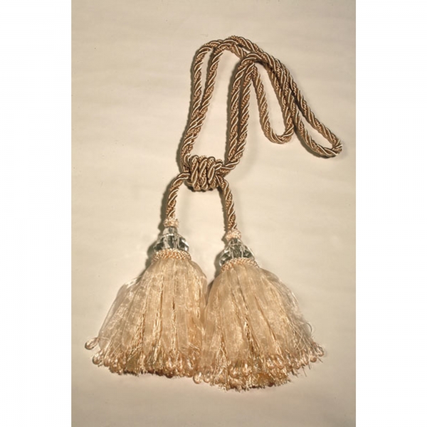 Cream Silver Double Tassel with Crystal & Beads