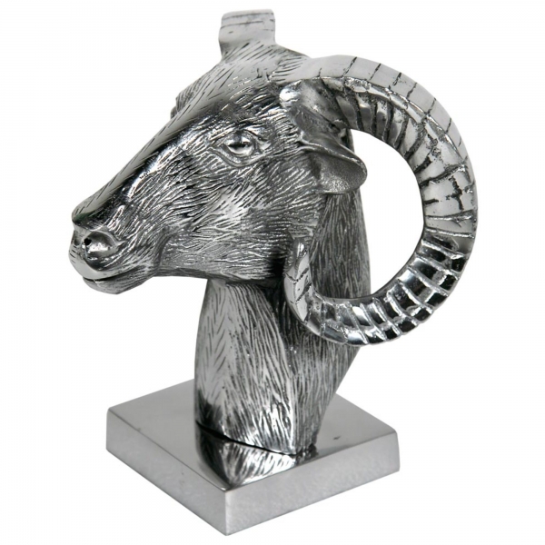 Aluminium Silver Ram Wall Head or Trophy Desk Head