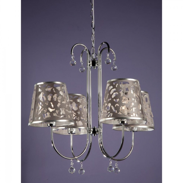 Filigree Shade 4 Light Chandelier - Chrome