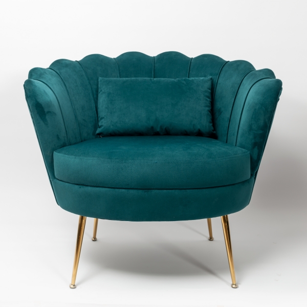 Deep Teal Velvet Cocktail Chair With Gold Legs
