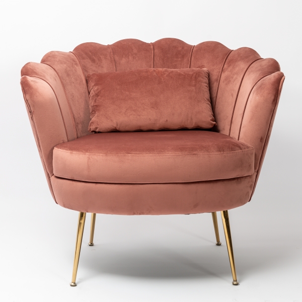 Dusky Pink Velvet Cocktail Chair With Gold Legs