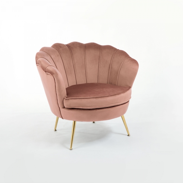 Dusky Pink Velvet Cocktail Chair With Gold Legs