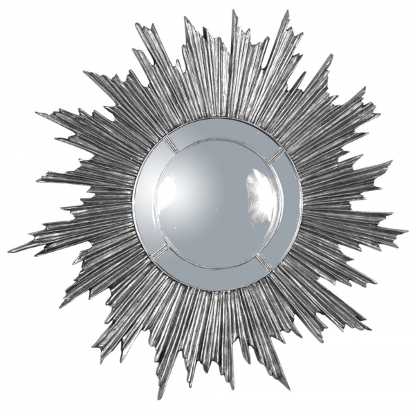 Champagne Silver Gilt Leaf  Sunburst Convex  Mirror