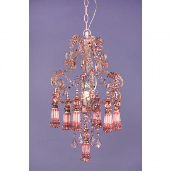 Pink 1-Light hanging lamp with tassel