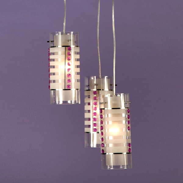 Candy Stripe Pendant Light - White, Pink