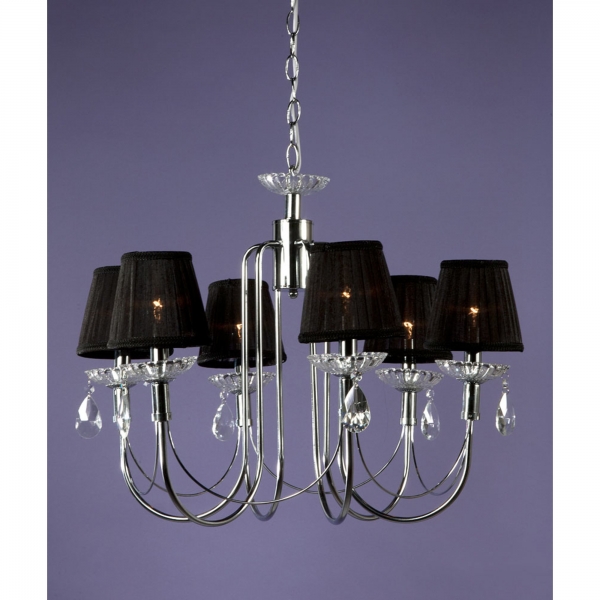 6 Light Chandelier - Chrome and Black