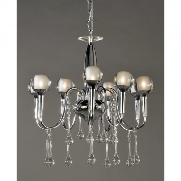 Contemporary 8 Light Chandelier - Chrome and Clear