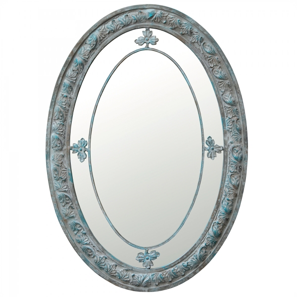 Margin Oval Wall Mirror - Antique Grey