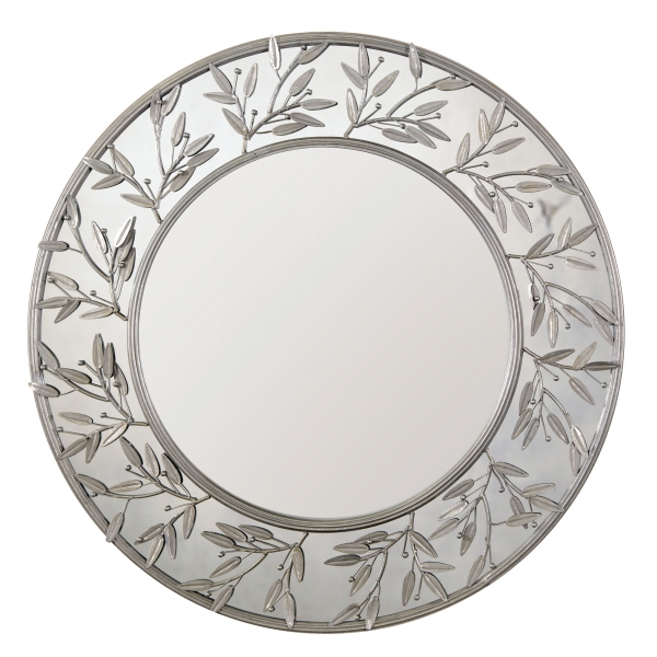 Floral Metal Framed Wall Mirror - Silver