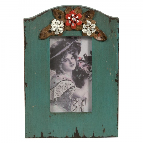 Vintage Primavera Blue Photo Frame with Floral Detail