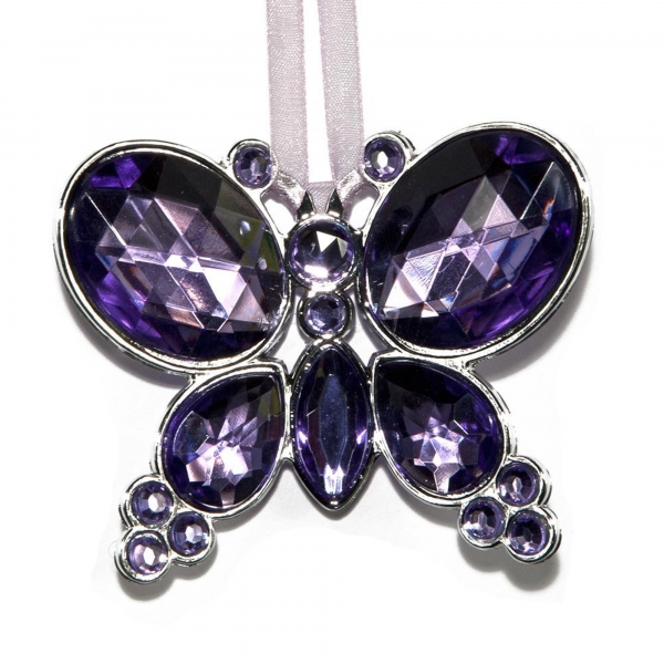 Lilac Hanging Jewel Bead Butterfly