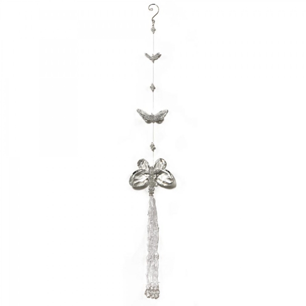 Clear White Three Butterfly chain with Tassels