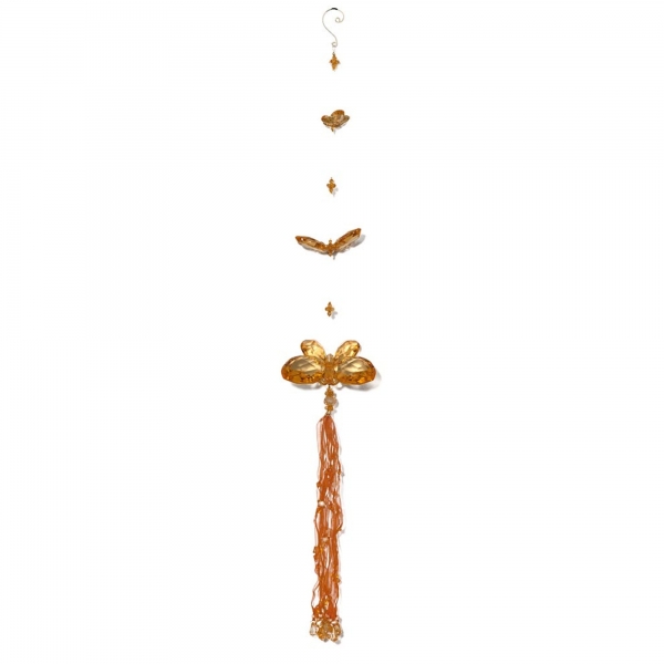 Orange Three Butterfly chain with Tassels