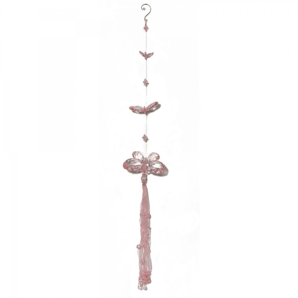 Pink Three Butterfly chain with Tassels