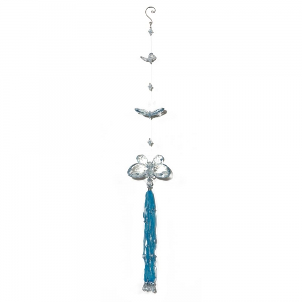 Water Blue Three Butterfly chain with Tassels