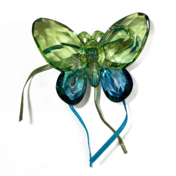 Green/Turkish Blue Two tone Butterfly with Ribbon