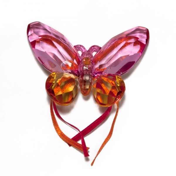 Fuchsia and Orange Butterfly with Ribbon
