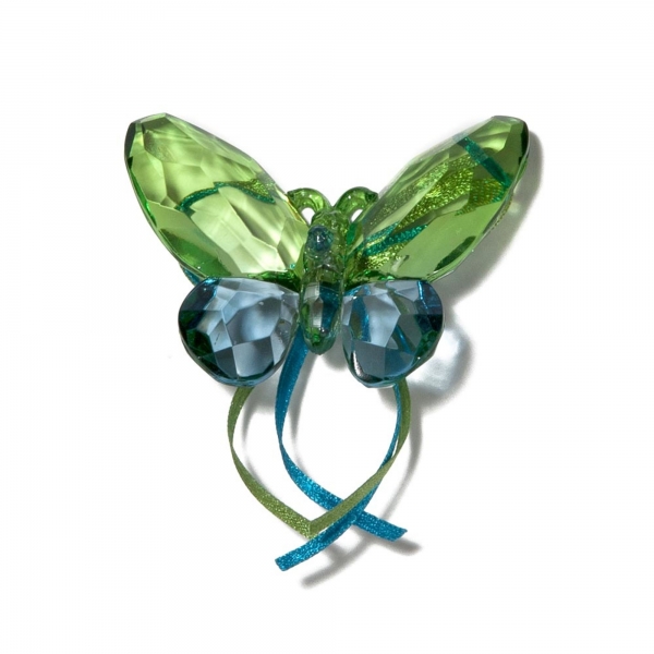 Green and Turkish Blue Butterfly with Ribbon