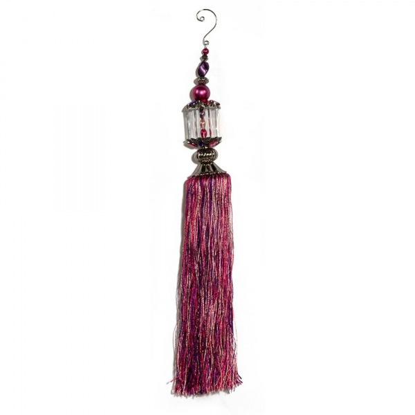 Fuchsia/Purple/Pink Acrylic Beads with Tassel