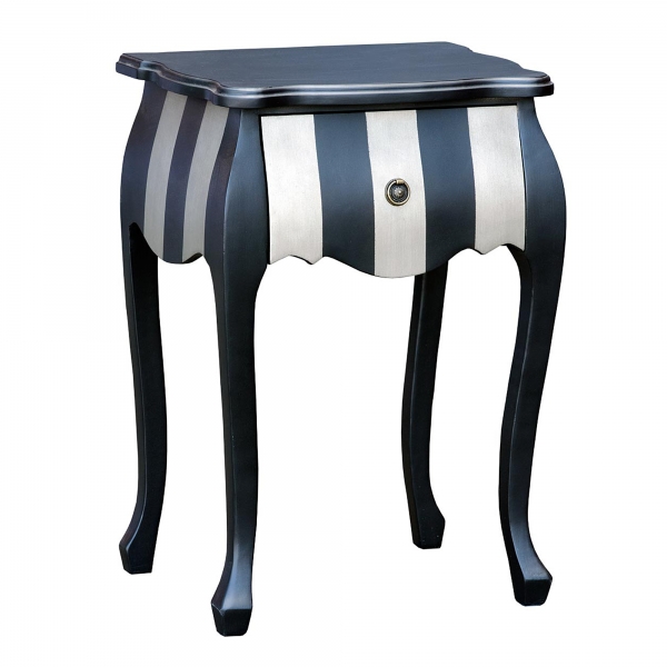 Parallels Bedside Table - Black and Silver