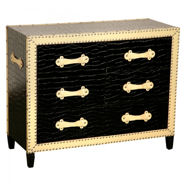 Mock Croc Chest of Drawers - Black and Cream