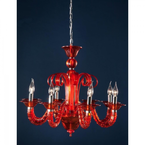 Muranoesque Red  Chandelier - 8 Arm