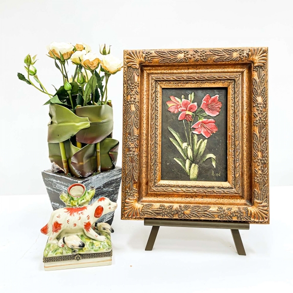 Vintage Gold Painting Wall Art - Flowers