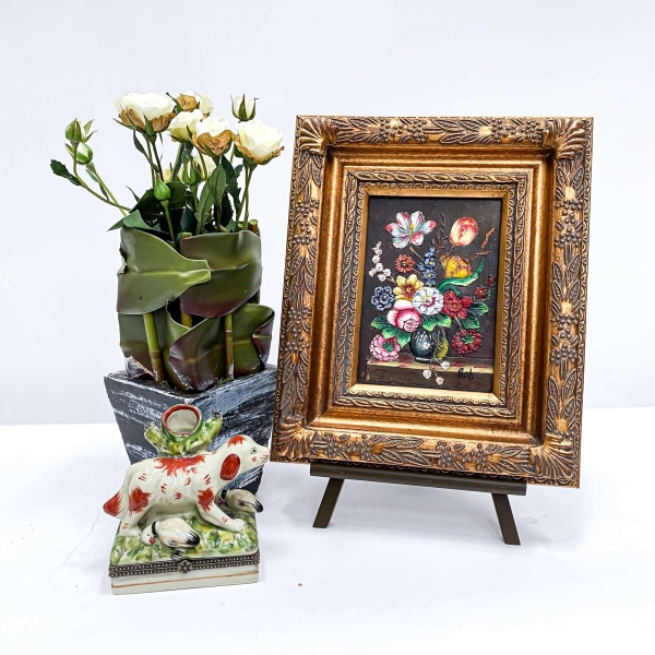 Vintage Gold Painting Wall Art - Flowers