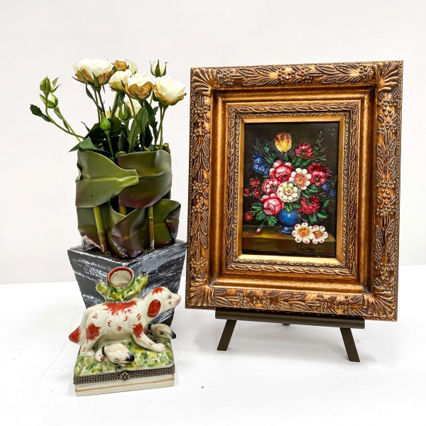 Vintage Gold Painting Wall Art - Flowers
