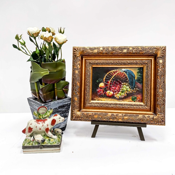 Vintage Gold Painting Wall Art - Fruit Basket