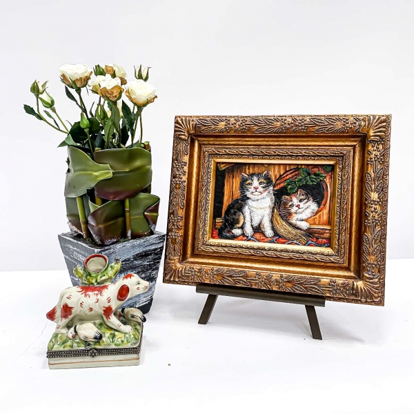 Vintage Gold Painting Wall Art - Cats
