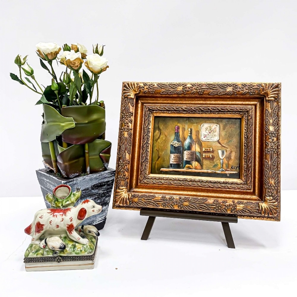 Vintage Gold Painting Wall Art - Wine