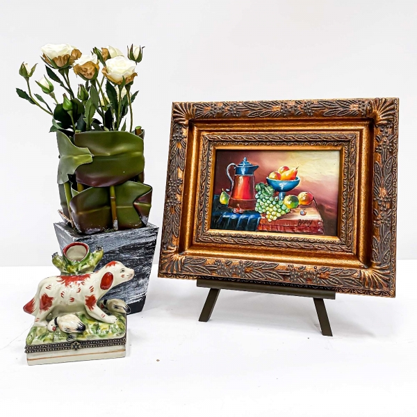 Vintage Gold Painting Wall Art - Fruits & Tea