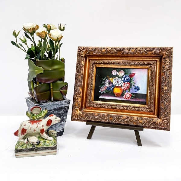 Vintage Gold Painting Wall Art - Flowers