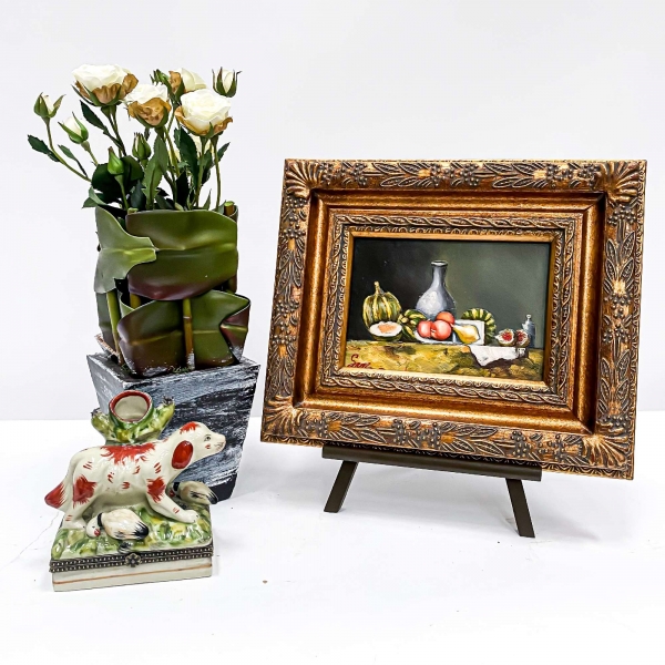 Vintage Gold Painting Wall Art - Fruit Table