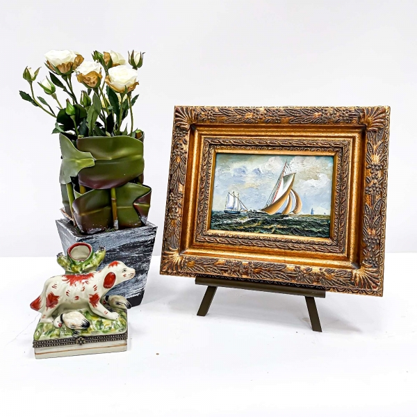 Vintage Gold Painting Wall Art - Ships