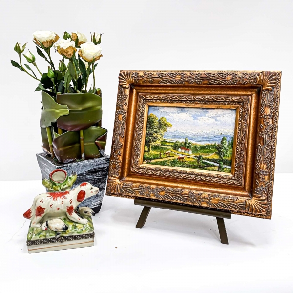 Vintage Gold Painting Wall Art - Farm